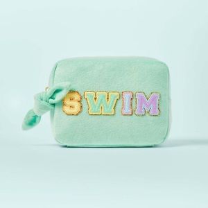 NWT Stoney Clover Lane × Target Light Green Terry Cloth SWIM Patch Large Pouch